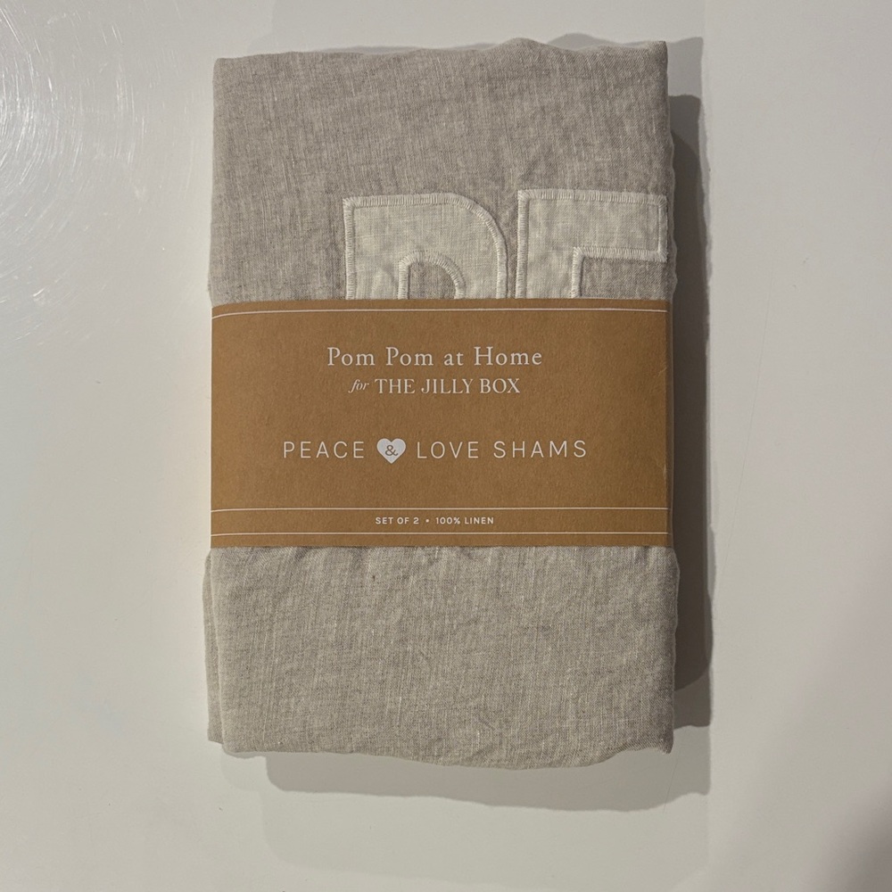 Pom Pom at Home Peace Love Linen Shams in Gray